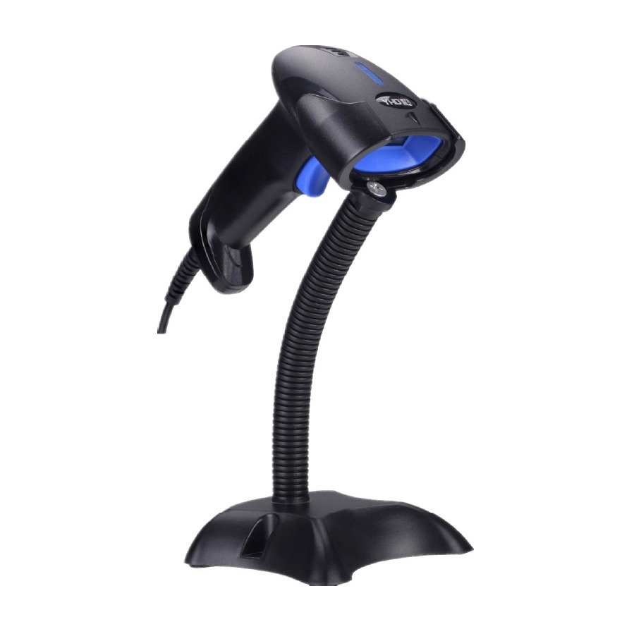 Lecteur de code barre Scanner Douchette Pistolet Bipeuse Code Barre 1D avec Stand filaire YHDA 1100L