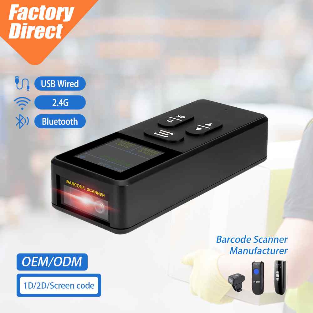 Lecteur de codes-barres 2D portable BT YHD-3100DB avec écran LCD