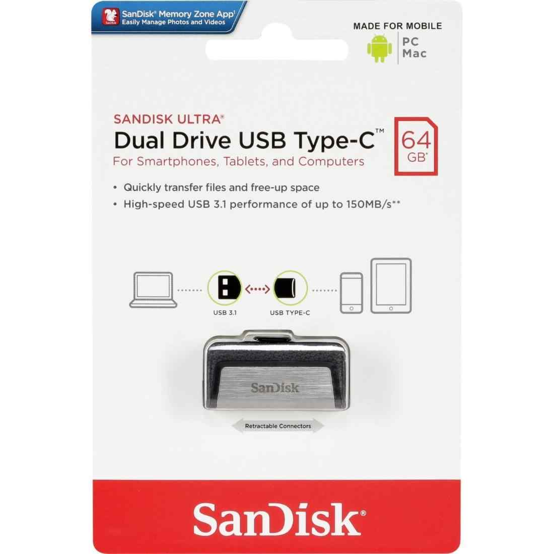 Clé USB SanDisk Ultra Dual Drive USB Type-C 64 GB